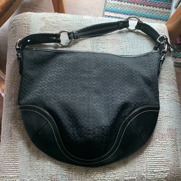 Coach Canvas With Leather Trim Hobo Bag #1461 - Picture 3 of 9